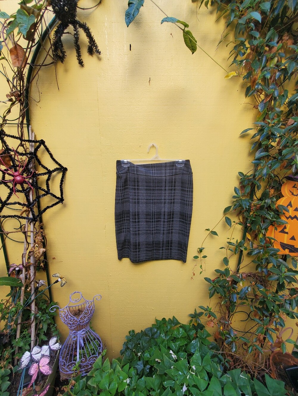 Halogen Gray Plaid Pencil Skirt